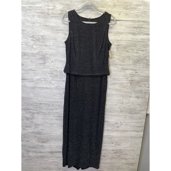 Joseph Ribkoff Dress 10 Long Maxi Sleeveless Scalloped Beading Tiered - Picture 1 of 16